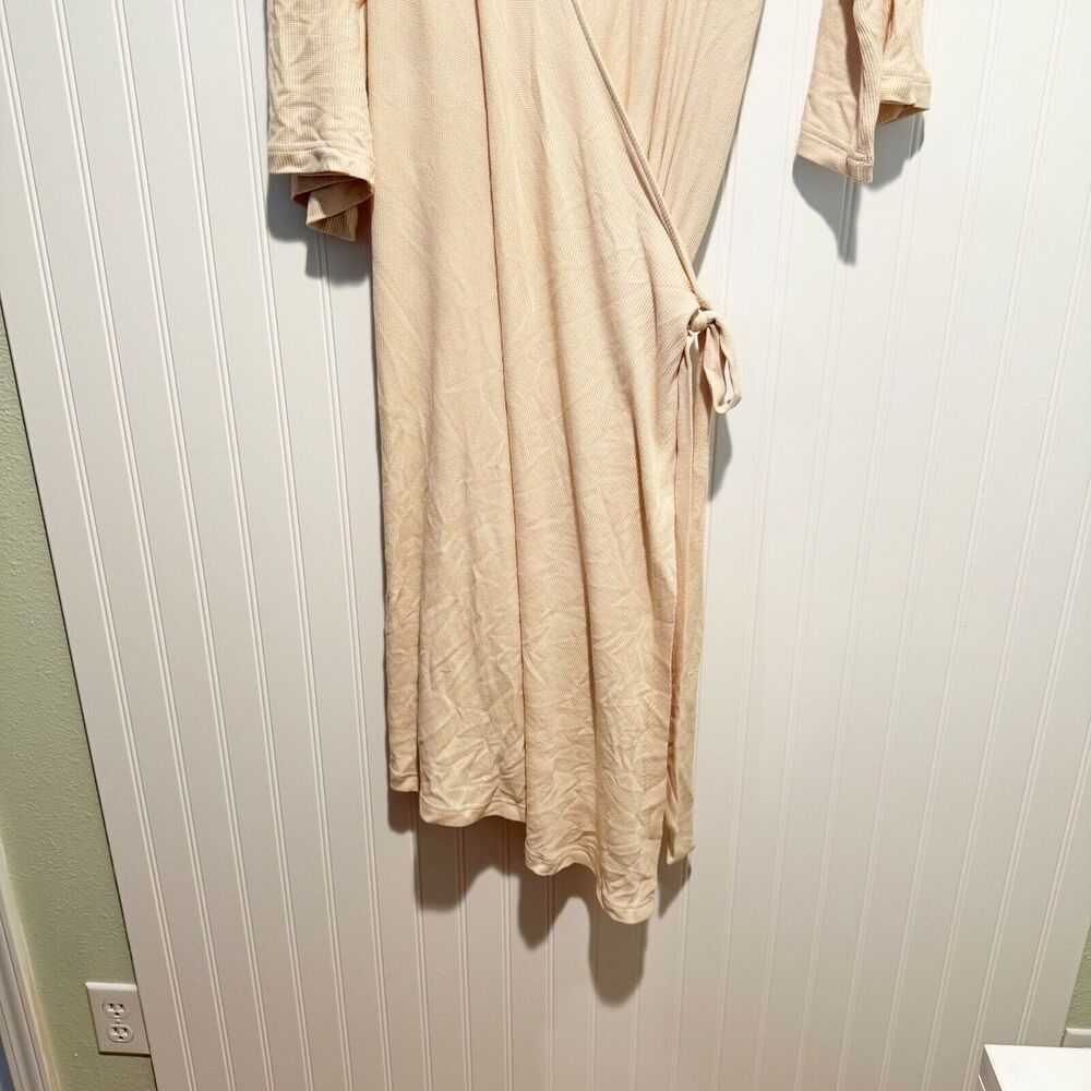 Caden Lane Waffle Bamboo Knit Maternity Robe Oatmeal One Size - Picture 3 of 8